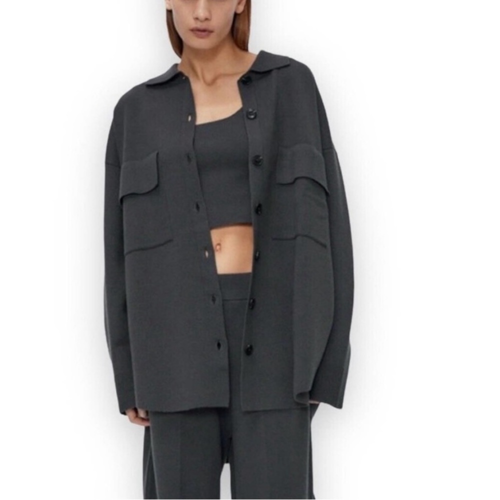 Gray Zara oversized shirt